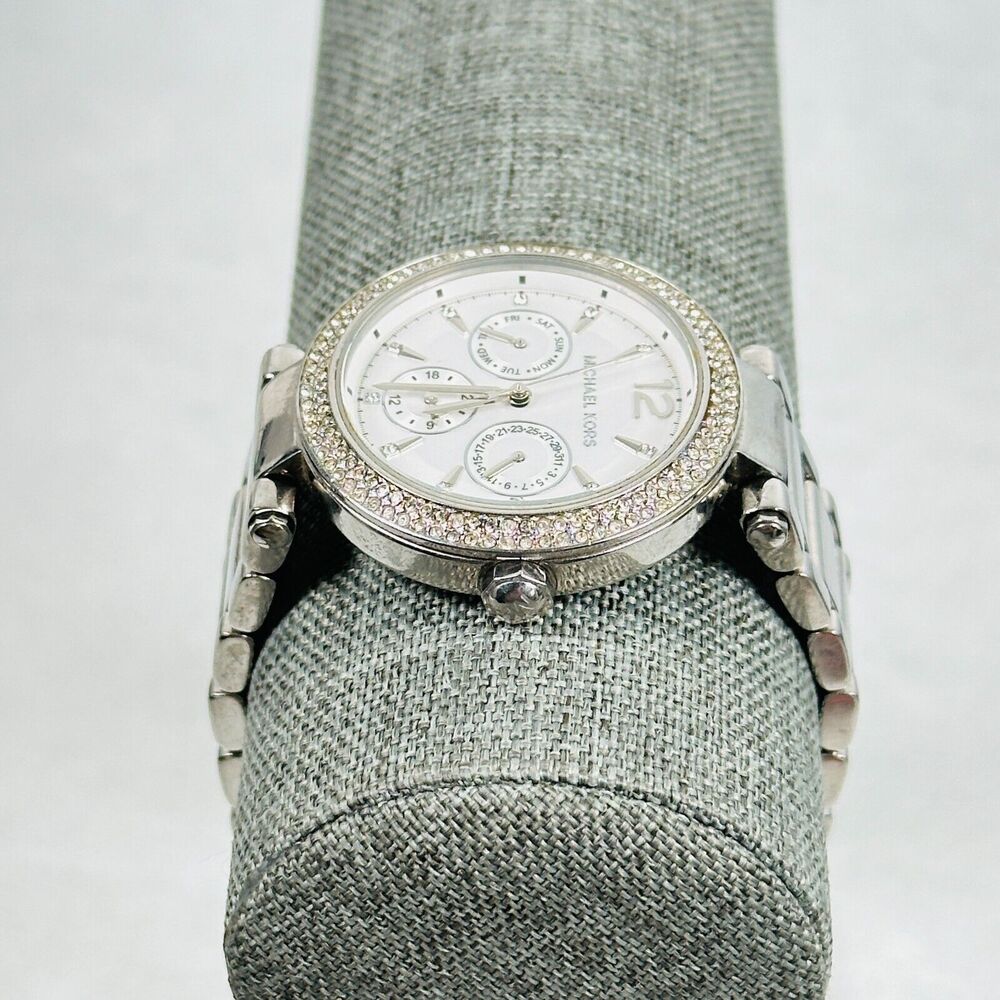 Michael Kors Parker Watch Womens 38mm Multifunction Rhinestone Bling New Battery - Picture 6 of 15